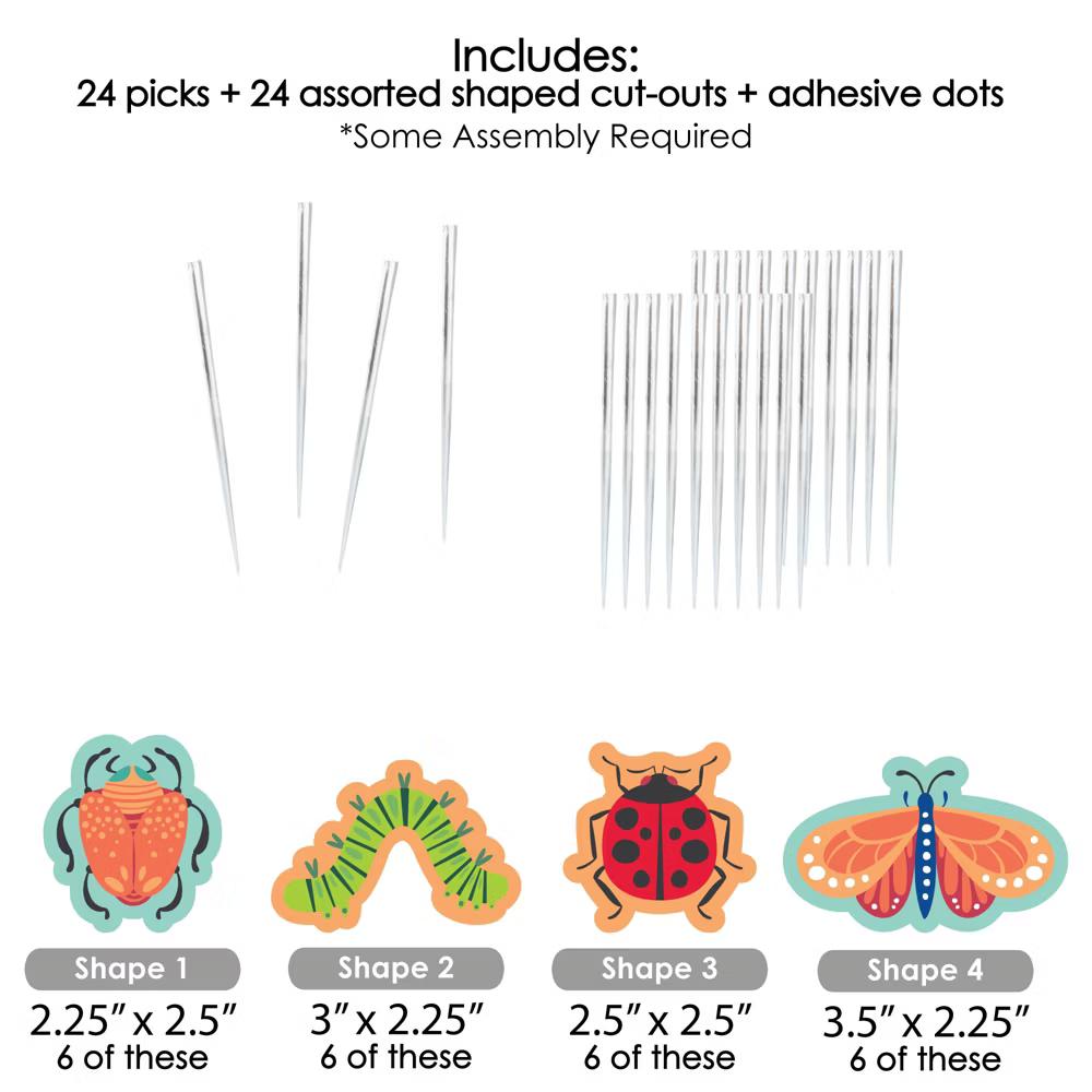 Buggin' Out - Dessert Cupcake Toppers - Bugs Birthday Party Clear Treat Picks - Set of 24 - Image 5