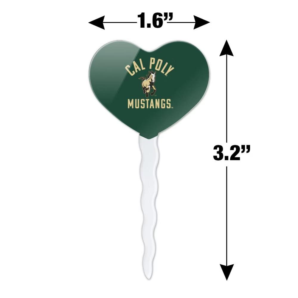 Cal Poly Mustangs Logo Heart Love Cupcake Picks Toppers Decoration Set of 6 - Image 7