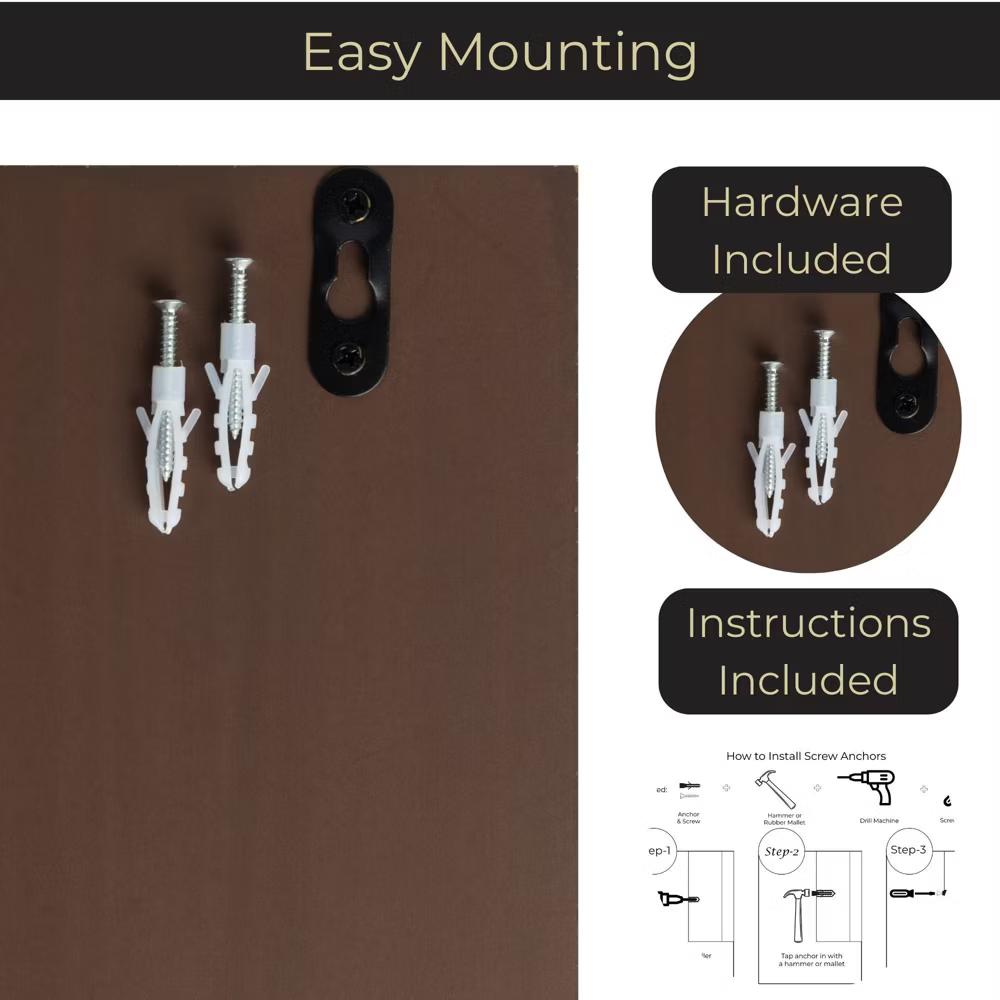 Wall Mounted Mail Organizer with 2 Slots and 3 Hooks – Multiple Finishes – MDF Wood - Image 6