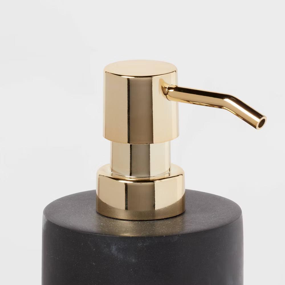 Marble Soap Pump Black - Resin Bathroom Dispenser, Refillable, Spot Clean, 250ml Capacity - Image 4