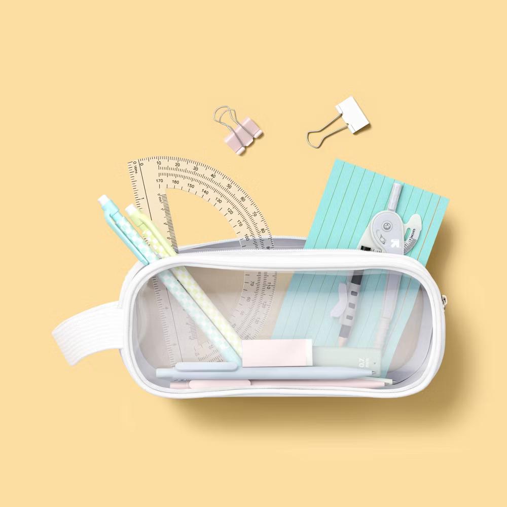 Double Zip Clear Plastic Pouch White - Image 2