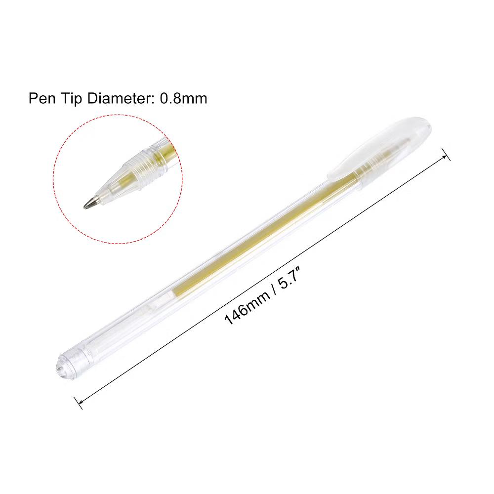0.8mm Liquid Glitter Gel Pens Gold/Silver/White 9 Pcs - Image 3
