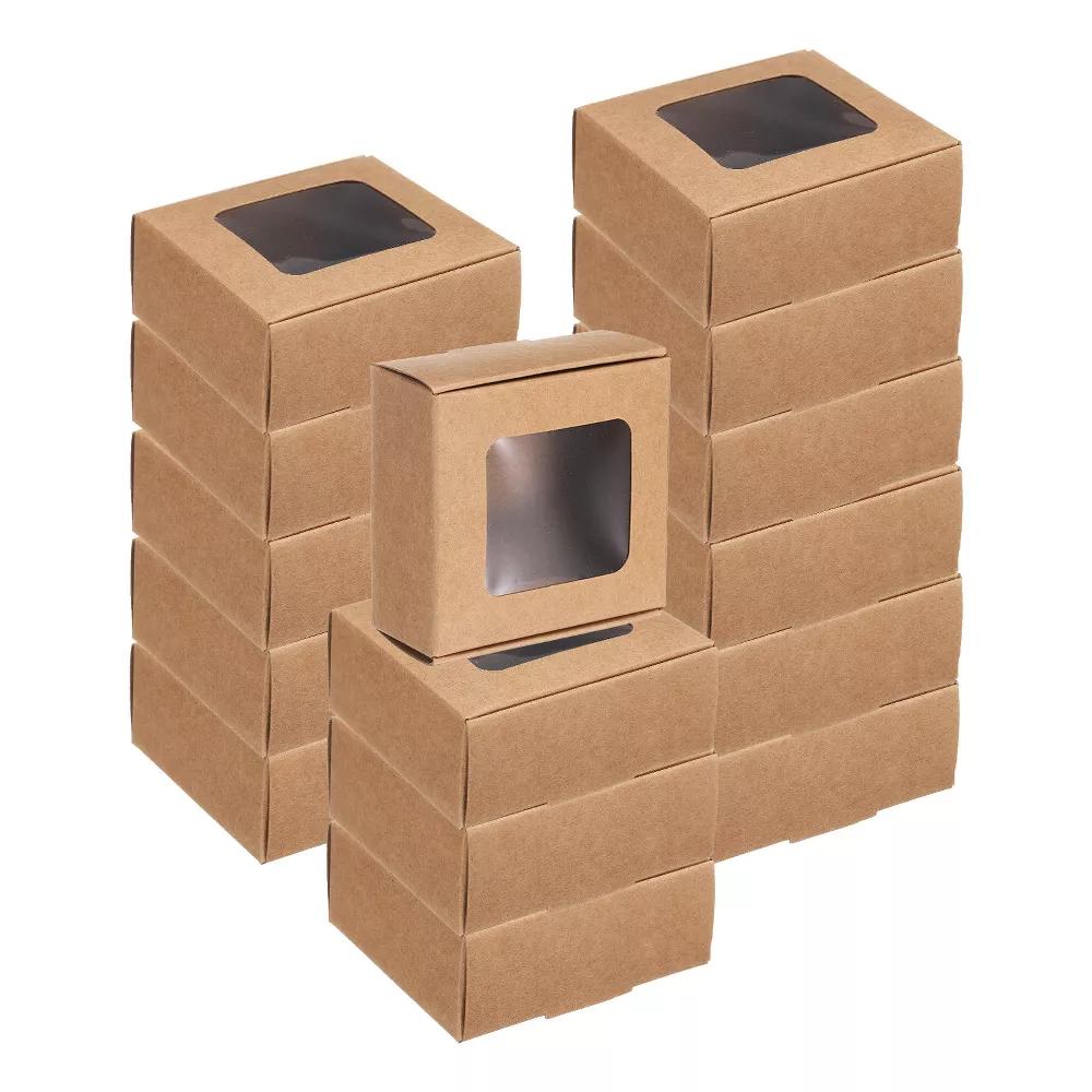 Paper Party Favor Treats Candy Cookie Packaging with Clear Window Kraft Soap Boxes 32 Pcs - Image 7