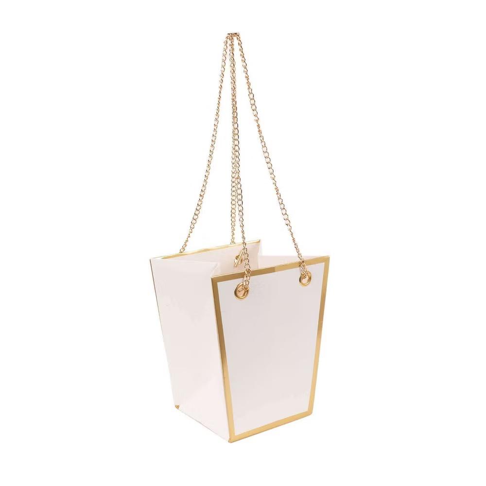 Pack of 6 Edge Trapezoid Paper Gift Bags 5 Inch Gold - Image 6