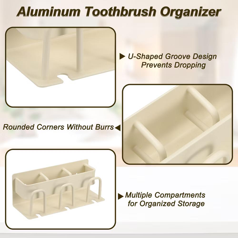 Durable Material No-Drill Installation Practical Design Versatile Use Toothbrush Holder - Image 29