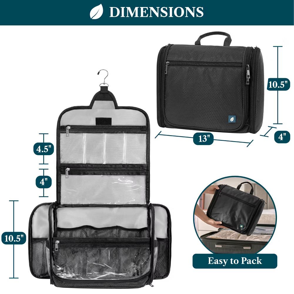 Large Hanging Toiletry Bag, Travel Women Men Cosmetic Organizer, Water Resistant Makeup Accessories Essentials Kit - Image 6