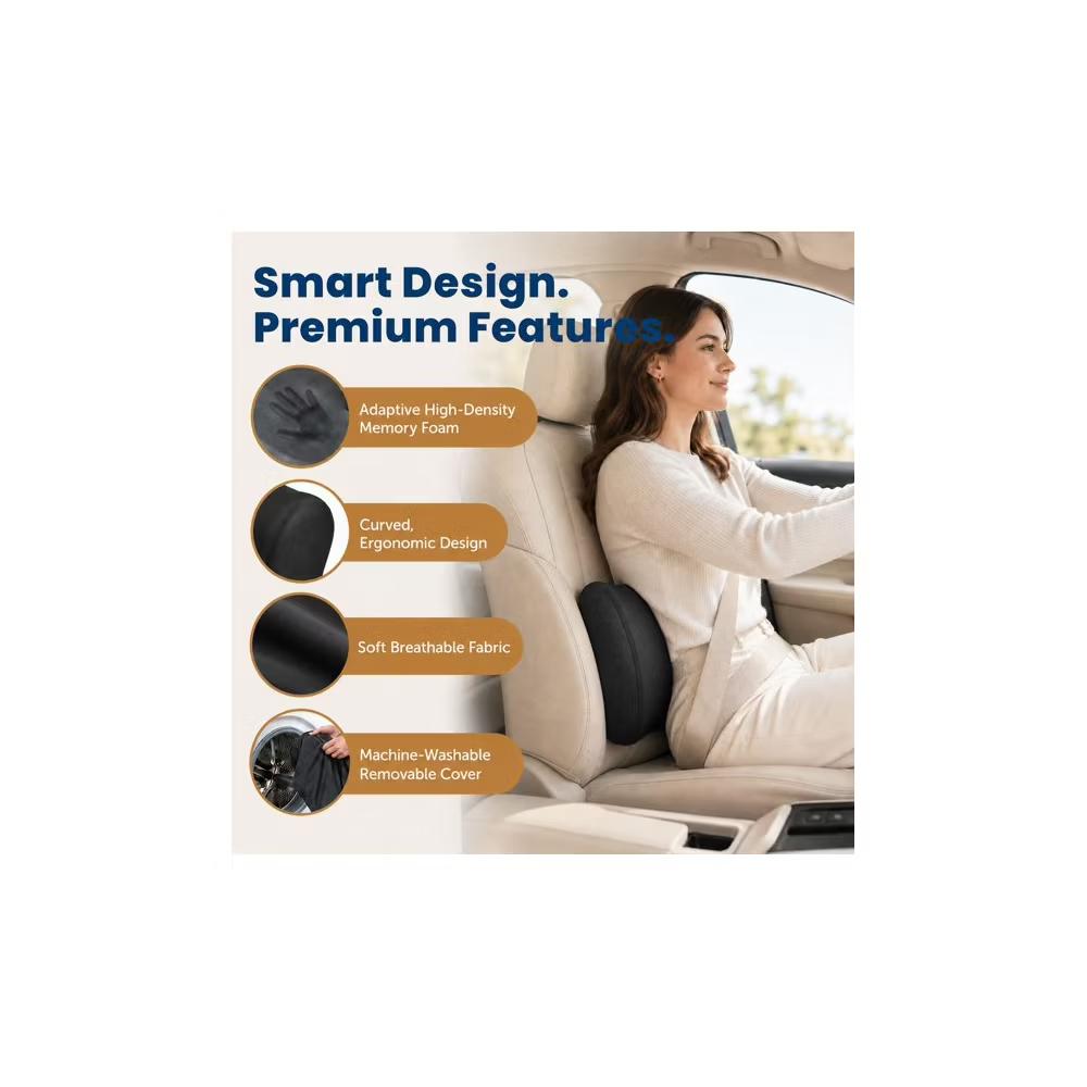 Lumbar Support Pillow for Office Chair, Gaming & Wheelchair, Memory Foam Lower Back Support Cushion, Ergonomic Lumbar Support for Car, Black - Image 6