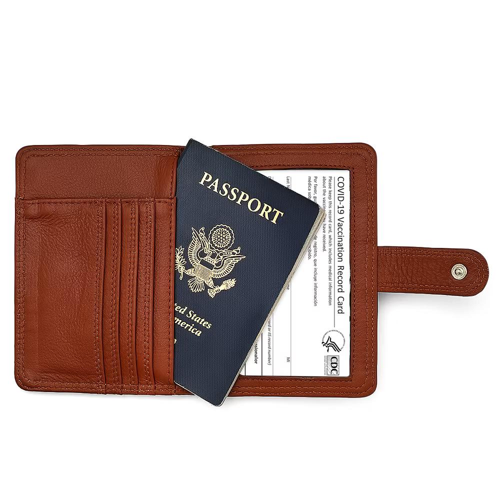 Steeltime Unisex leather passport holder. Color Options: Black, Brown, Navy, Teal, Red, Purple - Image 11