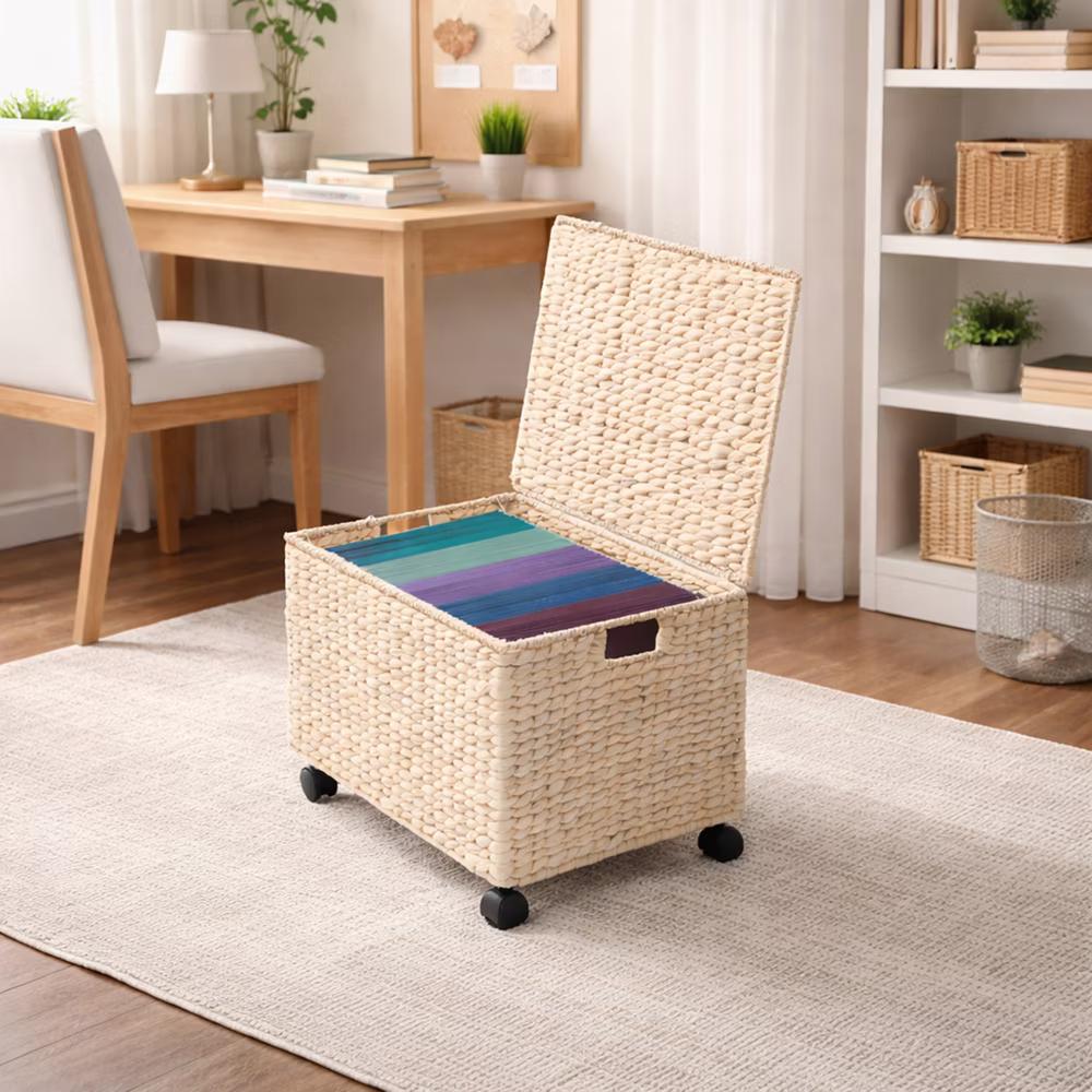 Casafield Rolling Filing Cabinet - Water Hyacinth Hanging File Folder Organizer on Wheels, Home Office Storage - Image 29