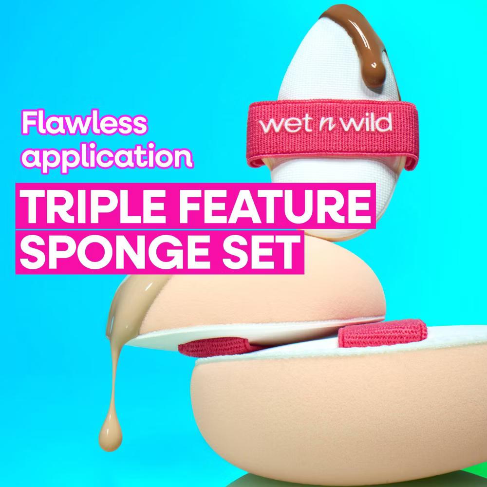 Wet n Wild Triple Feature 3-Piece Cushion Makeup Sponge Set: For Cream, Powder, Liquid, Multi-Use - Image 6