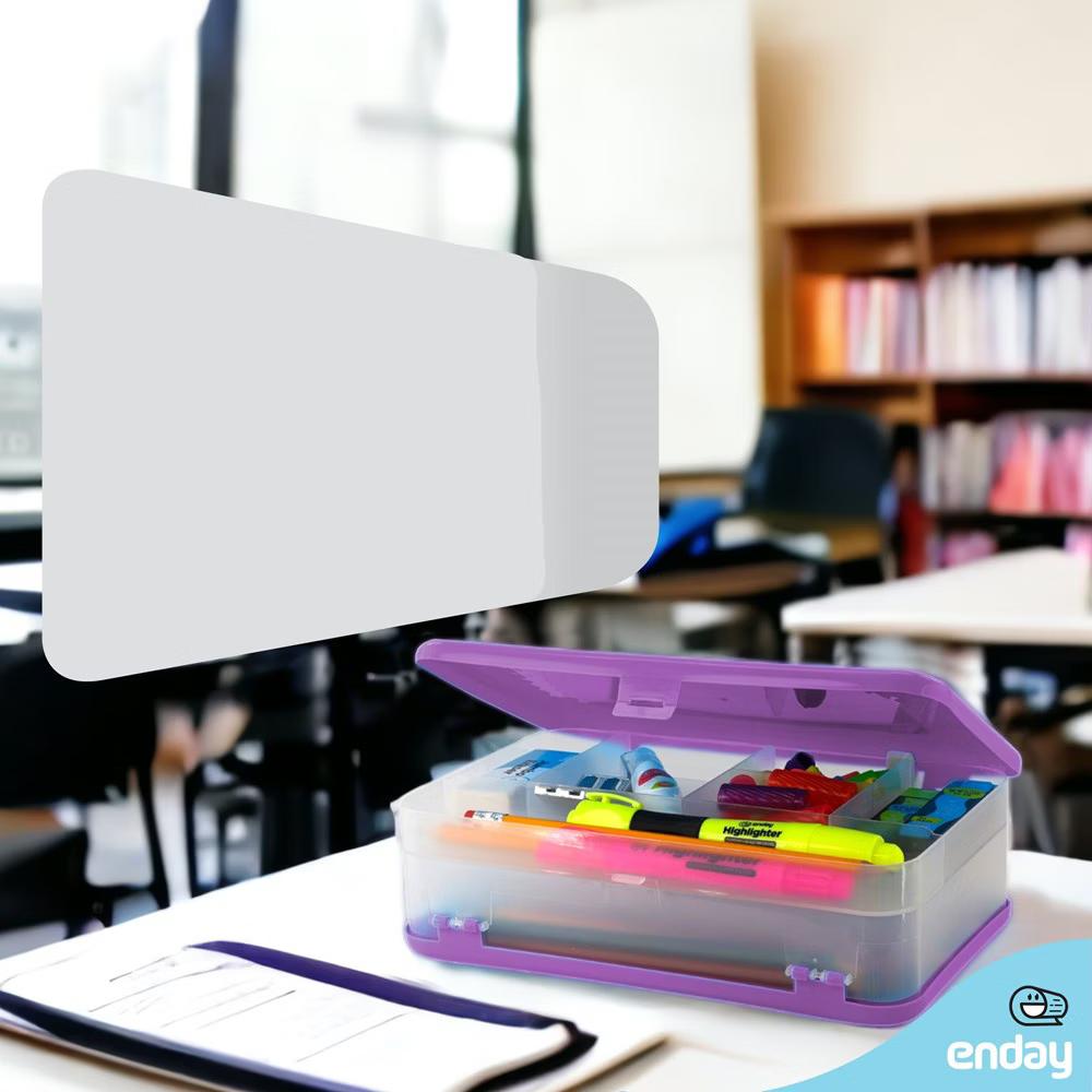Large Capacity Double Deck Pencil Box - Plastic With 12 Compartments, Snap-Tight Lid, Hard Case Storage Organizer - Image 10