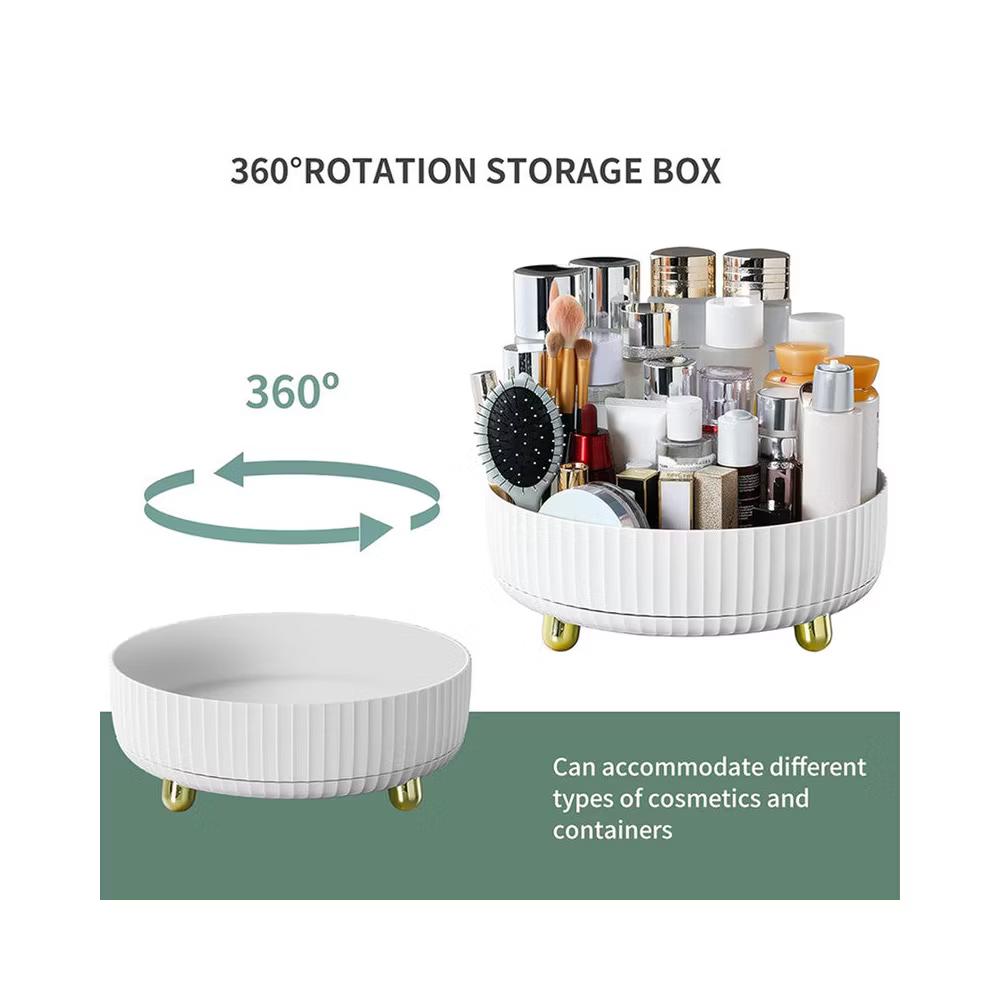 360 Degree Rotating Makeup Organizer Tray, Lazy Susan Perfume and Skincare Storage Organizer for Vanity, Dresser and Bathroom Countertop-white - Image 3