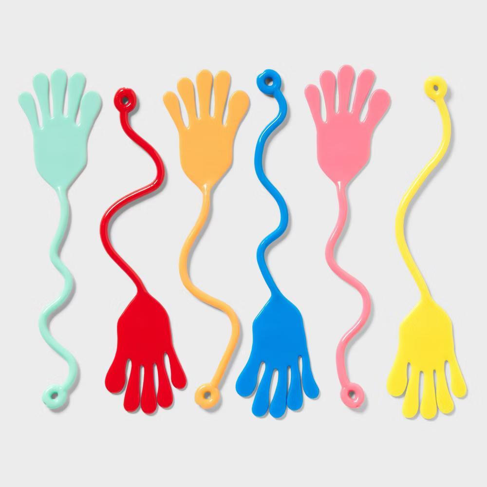 6ct Jumbo Sticky Hands - Multicolor Stretchy Hand Party Favor Toy for Kids, Birthday & All Occasions - Image 2