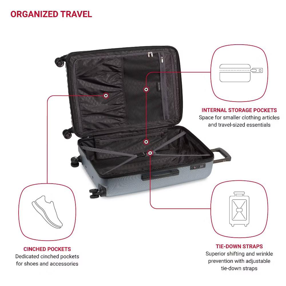 Energie Hardside Large Checked Spinner Wheels Suitcase - Image 21