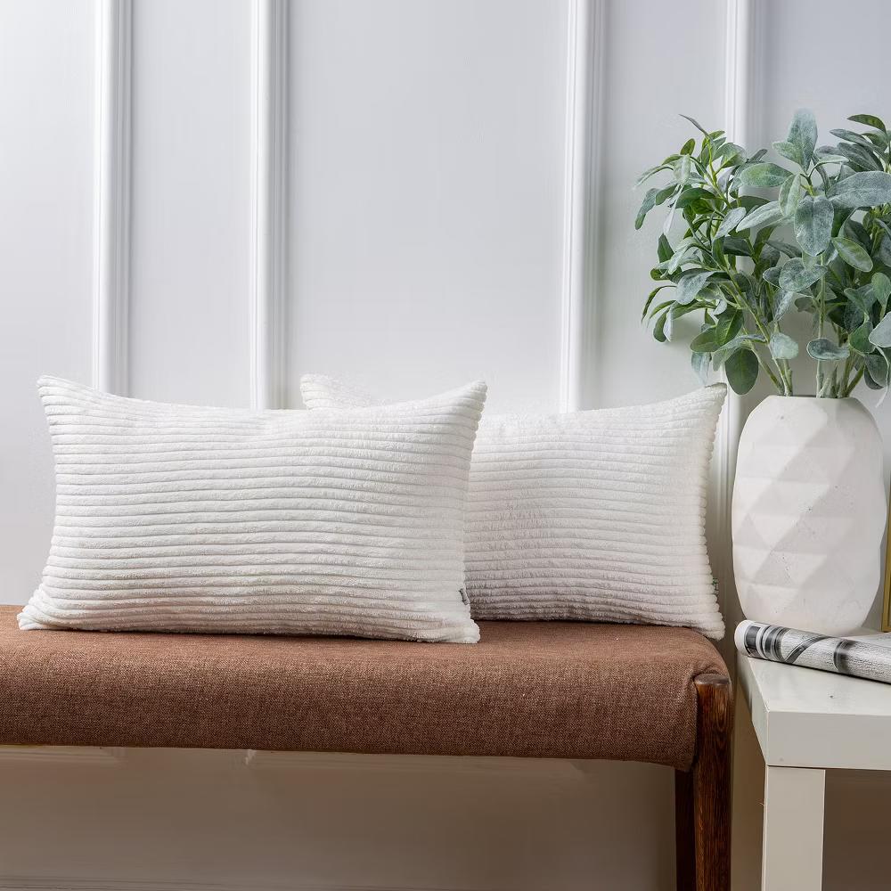 Phantoscope Solid Color Corduroy Pillow Covers Set of 2 Plush Velvet & Soft Accent - Image 27