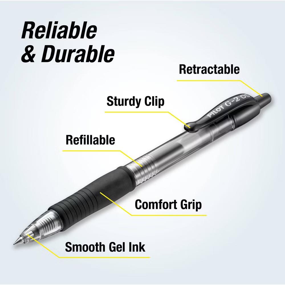 5pk G2 Gel Pens Extra Fine Point 0.5mm Black Ink - Image 6