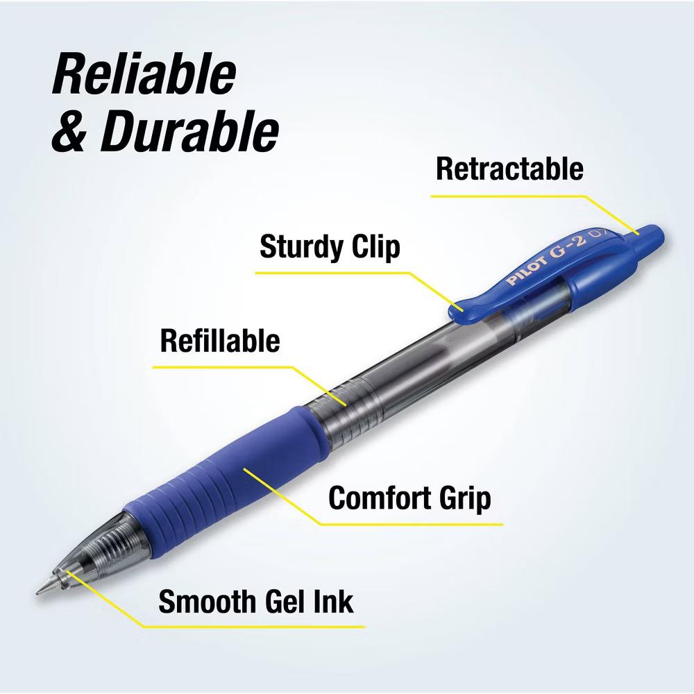 5pk G2 Gel Pens Fine Point 0.7mm Blue Ink - Image 5