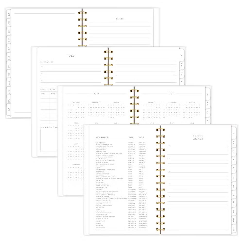Essentials 5.5"x8.5" Small Wirebound Frosted Poly 2026-2027 Weekly/Monthly Planner Yellow Stripe