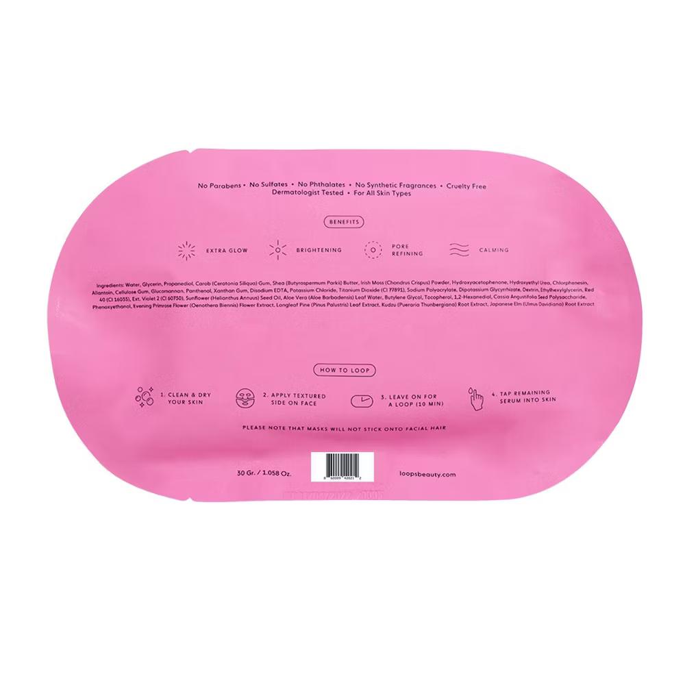 LOOPS Double Take Glow Mask - 1.058oz: Basic Cleansing, Hydrating, Paraben-Free, Sheet Form - Image 7