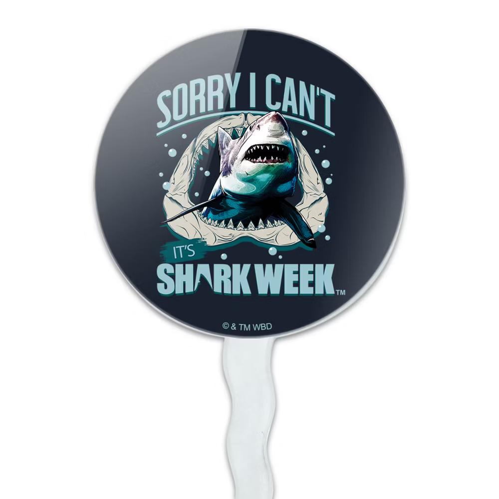 Shark Week Sorry I Can't Cupcake Picks Toppers Decoration Set of 6 - Image 2