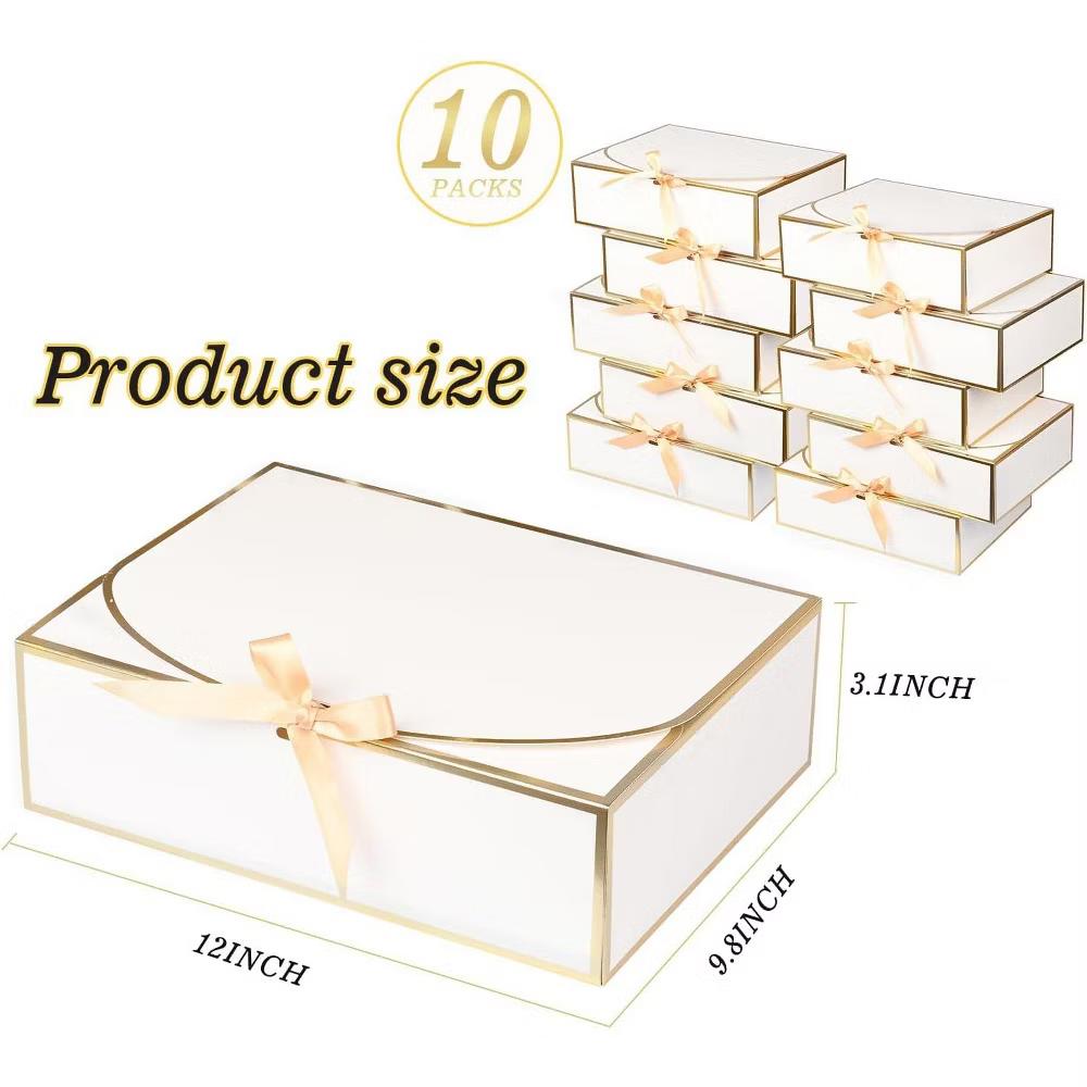 10 Pack Large White Gift Boxes with Lids 12.6x9.8x3.1 Inch for Bridesmaid Proposal Wedding Graduation Birthday Party - Image 5