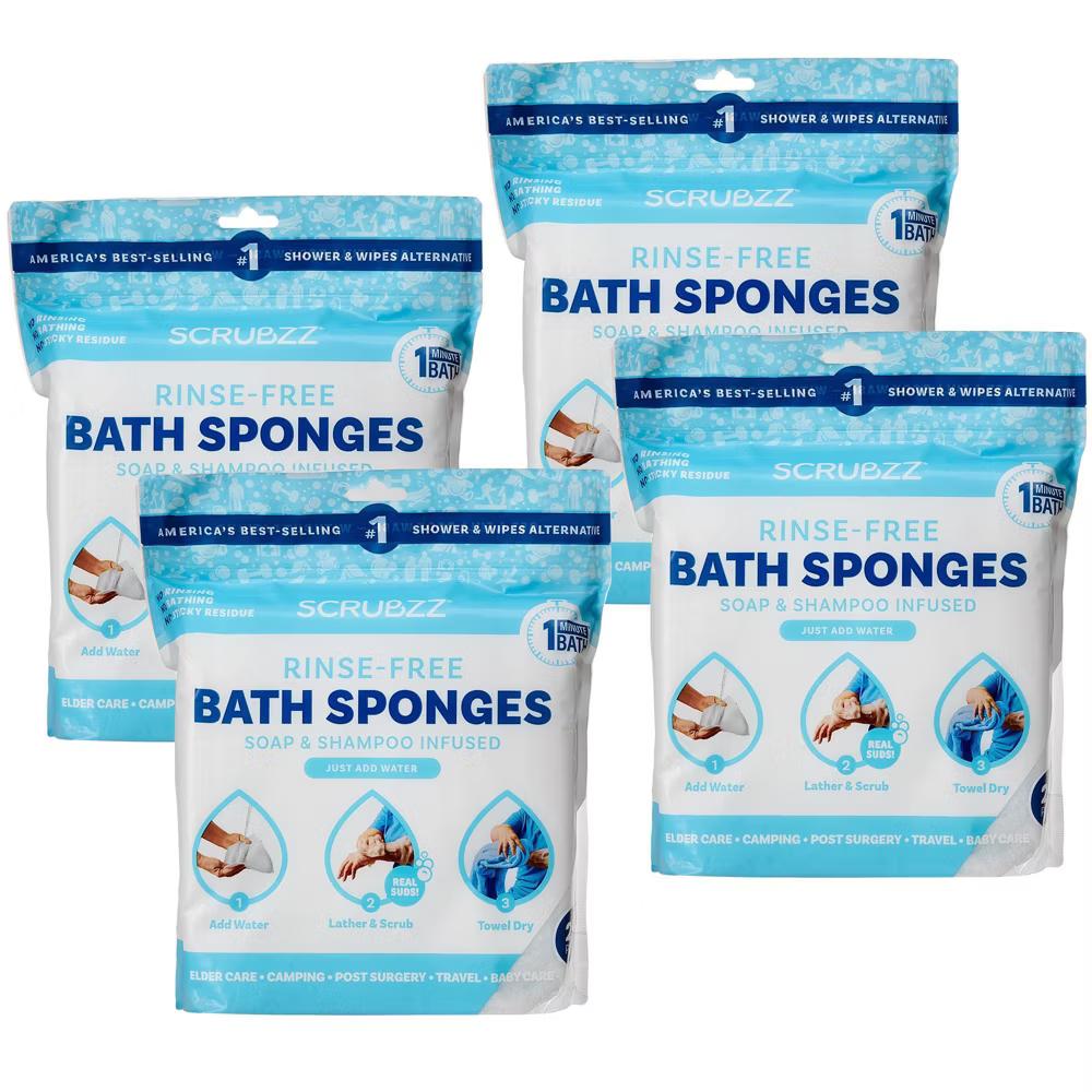 Scrubzz No Rinse Bath Wipes for Adults Bathing, Adult Rinse Free Bath Sponges - Disposable - Image 14