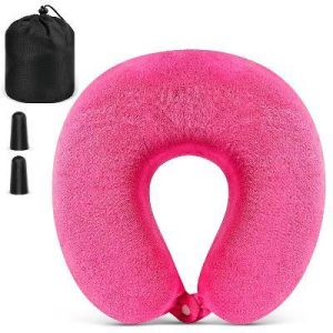 Neck Pillows for Travel Pillow Kids, Small Travel Neck Pillow Airplane, Foldable Memory Foam Neck Pillow for Car Travel Sleeping With Ear Plug