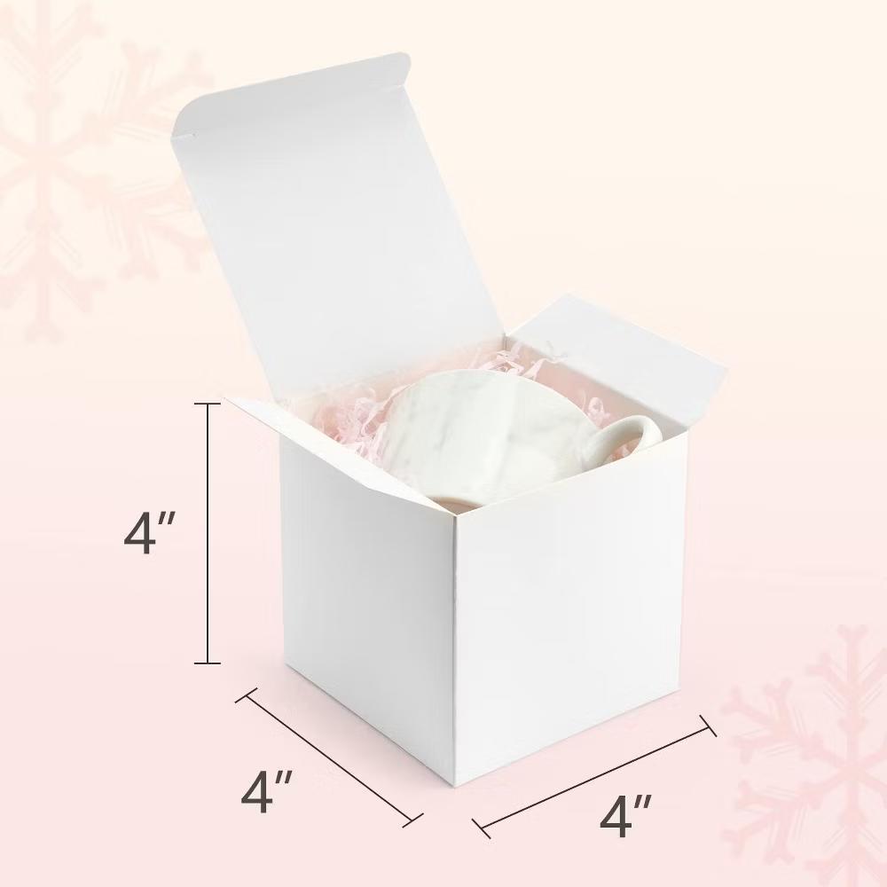 50 Pack 4x4x4 Inch White Paper Gift Boxes with Lids Recycled Cube Kraft Boxes for Cupcakes Cookies Crafts Easy Assemble - Image 4