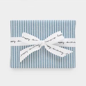 118"x30" Chambray Striped Gift Wrapping Paper Blue/White