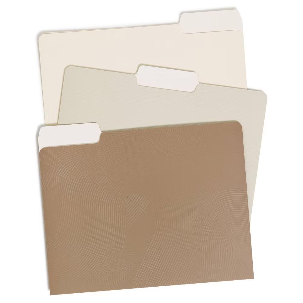 12ct File Folders Subtle Textures: Office Supplies, Non-Pronged, Paper, 30 Sheet Capacity, Multicolored - Image 3