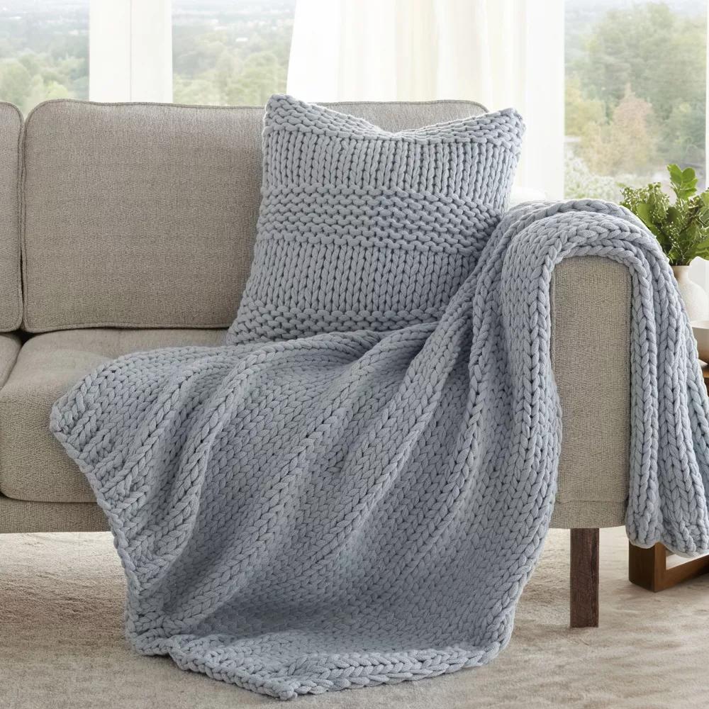 Cozy Chunky Knit Throw Pillow Cover And Pillow Insert - Image 31