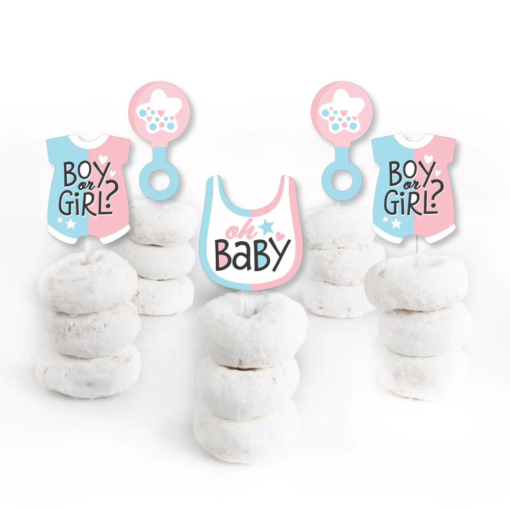 Baby Gender Reveal - Dessert Cupcake Toppers - Team Boy or Girl Party Clear Treat Picks - Set of 24 - Image 2