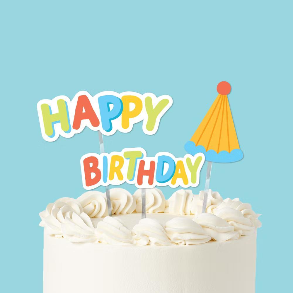 Party Time Colorful Happy Birthday Cake Topper Set, Fun Birthday Party Decorations for Kids, Teens, or Any Age - Image 3