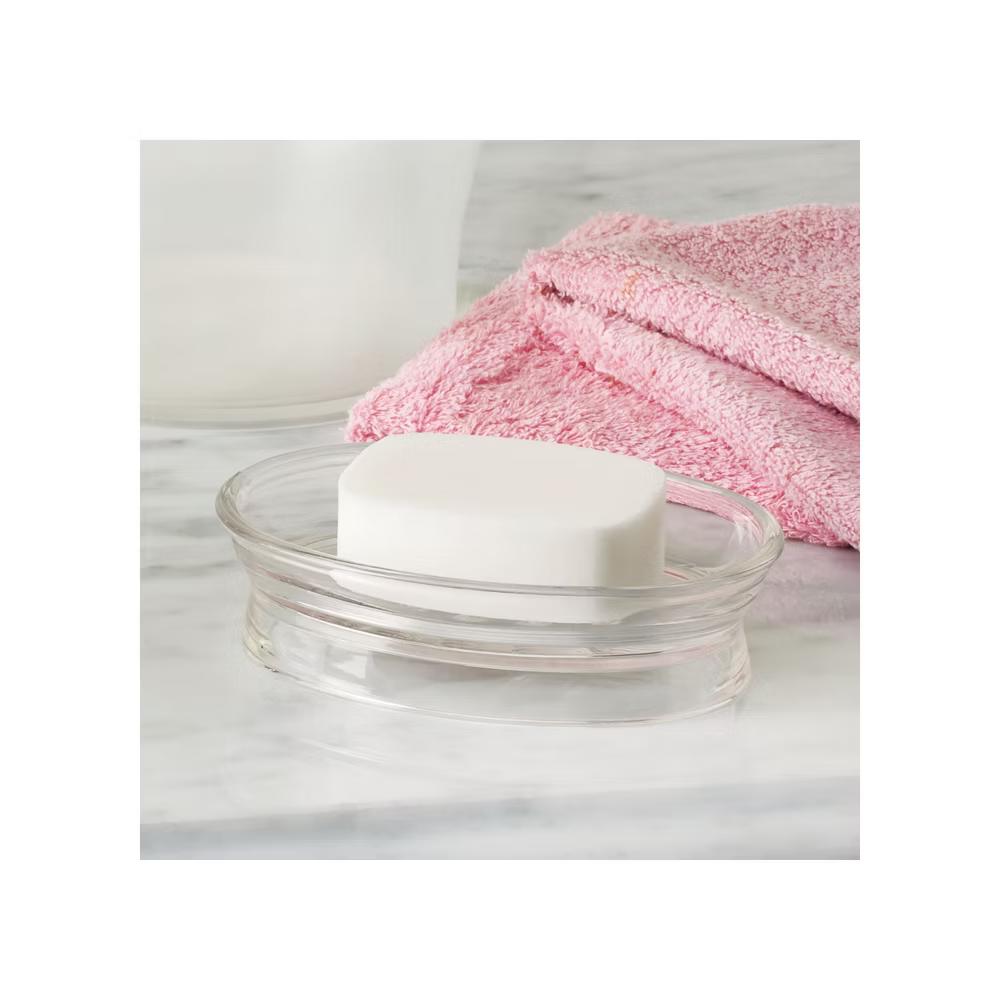 Soap Dish for Bathroom Sink - Elevated Oval Stand for Countertop - Clear - Image 3
