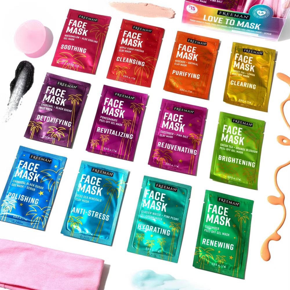 Freeman Love to Mask Face Mask Kit - 14pc: Deep Cleansing, Soothing, Hydrating & Detoxifying for All Skin Types - Image 2