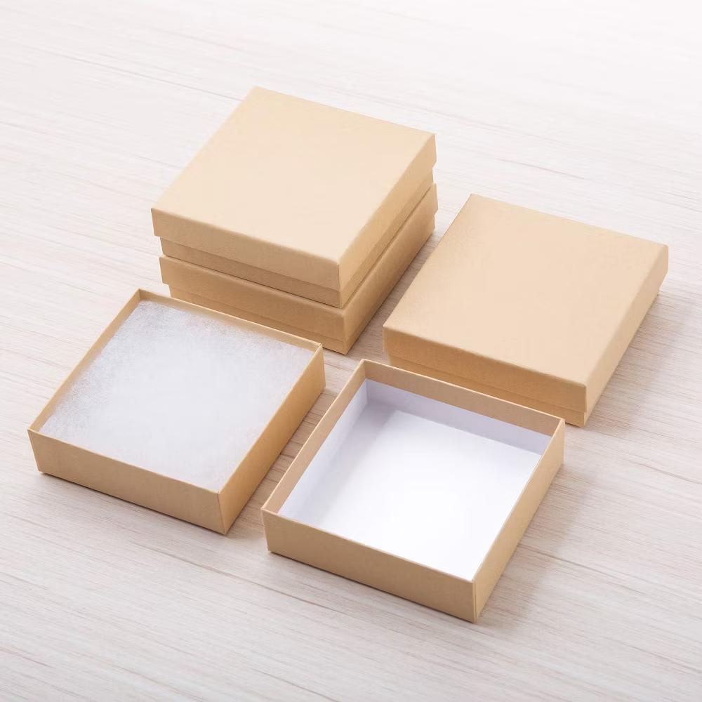 20 Pack 3.5x3.5x1 Inch Brown Cardboard Jewelry Gift Boxes with Cotton Fill for Earrings Necklaces Bracelets Coins Collectibles - Image 3