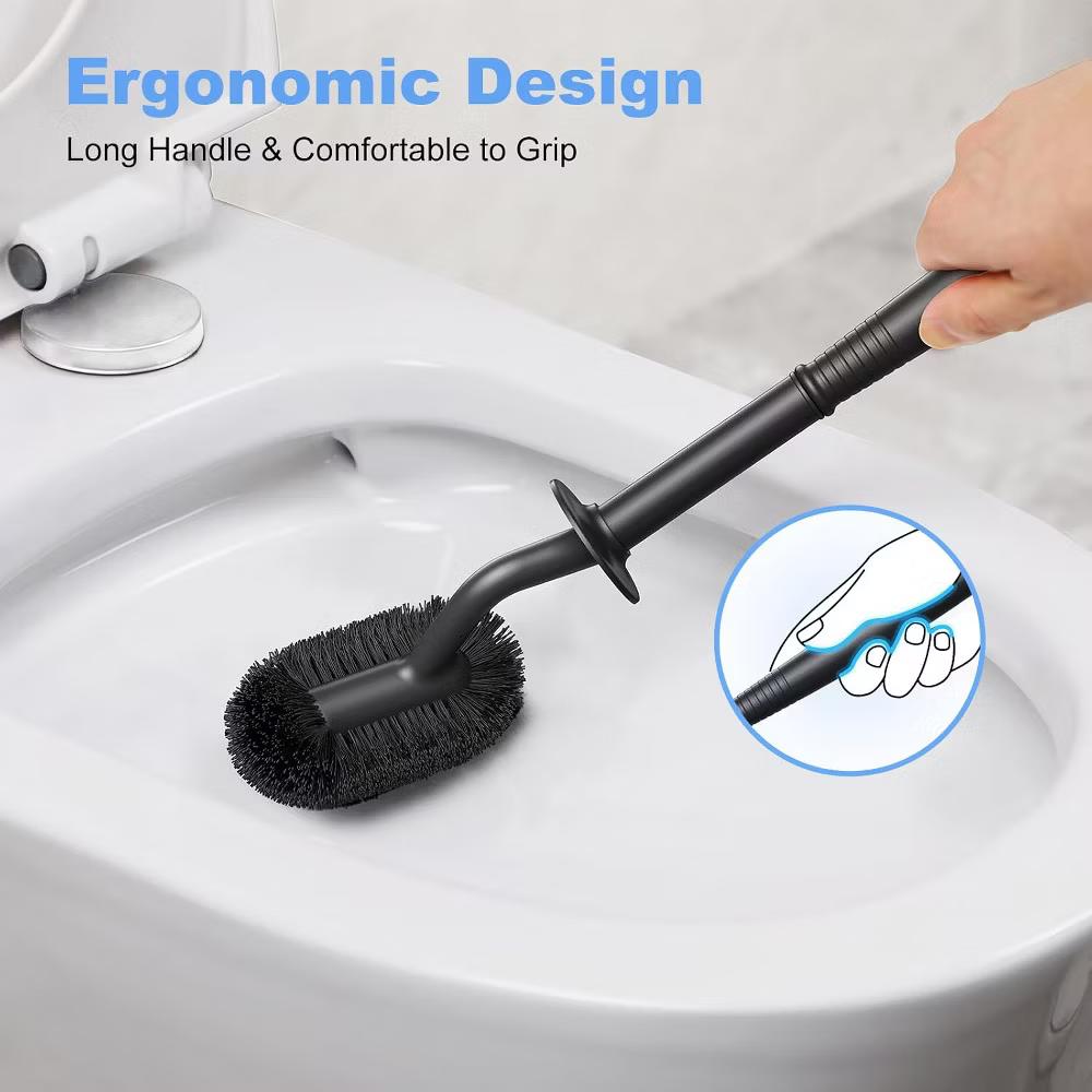 Toilet Bowl Brush Holder Set: Curved Design with Holder for Deep Cleaning Under Rim - Compact Hidden Scrubber for Small Space - Image 7
