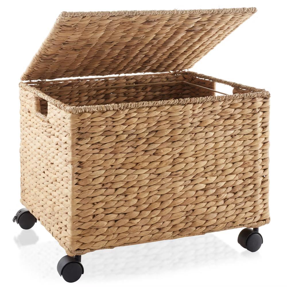 Casafield Rolling Filing Cabinet - Water Hyacinth Hanging File Folder Organizer on Wheels, Home Office Storage - Image 17