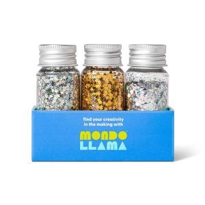 3pk Specialty Glitter Silvers and Golds - Craft Embellishments, Metallic Silver & Gold, PET Material, Ages 6