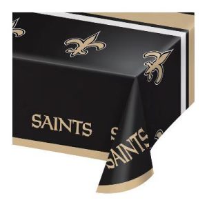 3ct New Orleans Saints Football Tablecloth: NFL Plastic Logo Tableware, Super Bowl Party Decor, 102"x54", Gold & Black