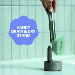Brite by Fillable Dishwand with Built-in Soap Dispenser and Drain Dry Stand