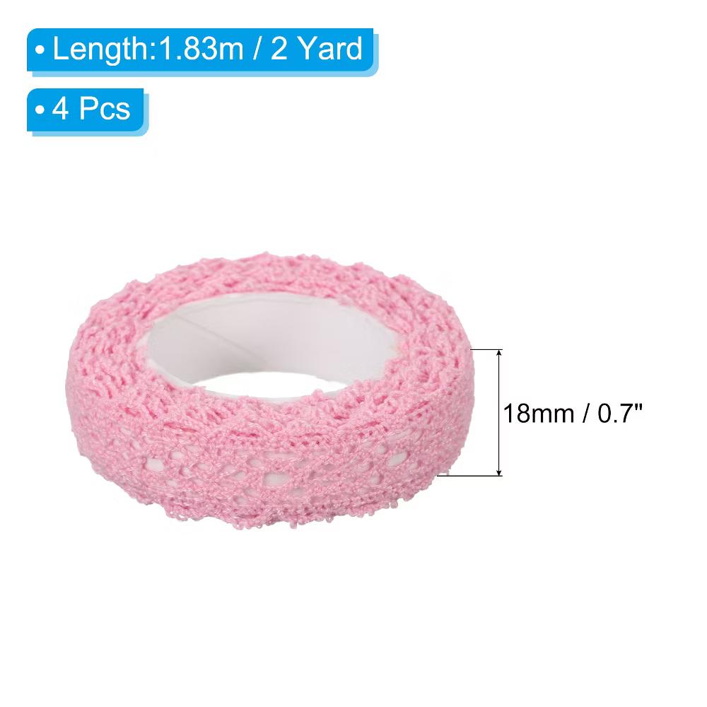 Cotton Self-Adhesive DIY Craft Decorative Lace Ribbon Tapes 0.7" 2 Yards 4 Pcs - Image 13