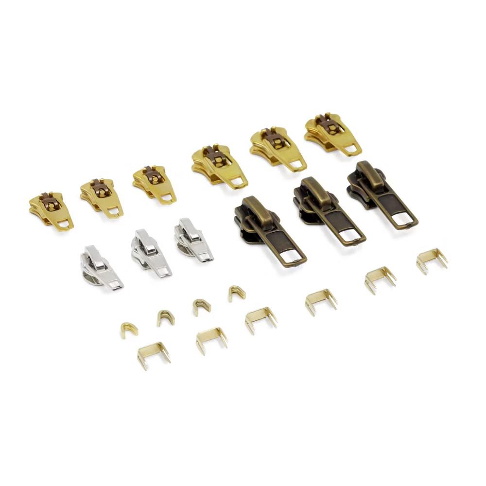 22ct Clothing Zipper Repair Kit of Assorted Sliders and Stops
