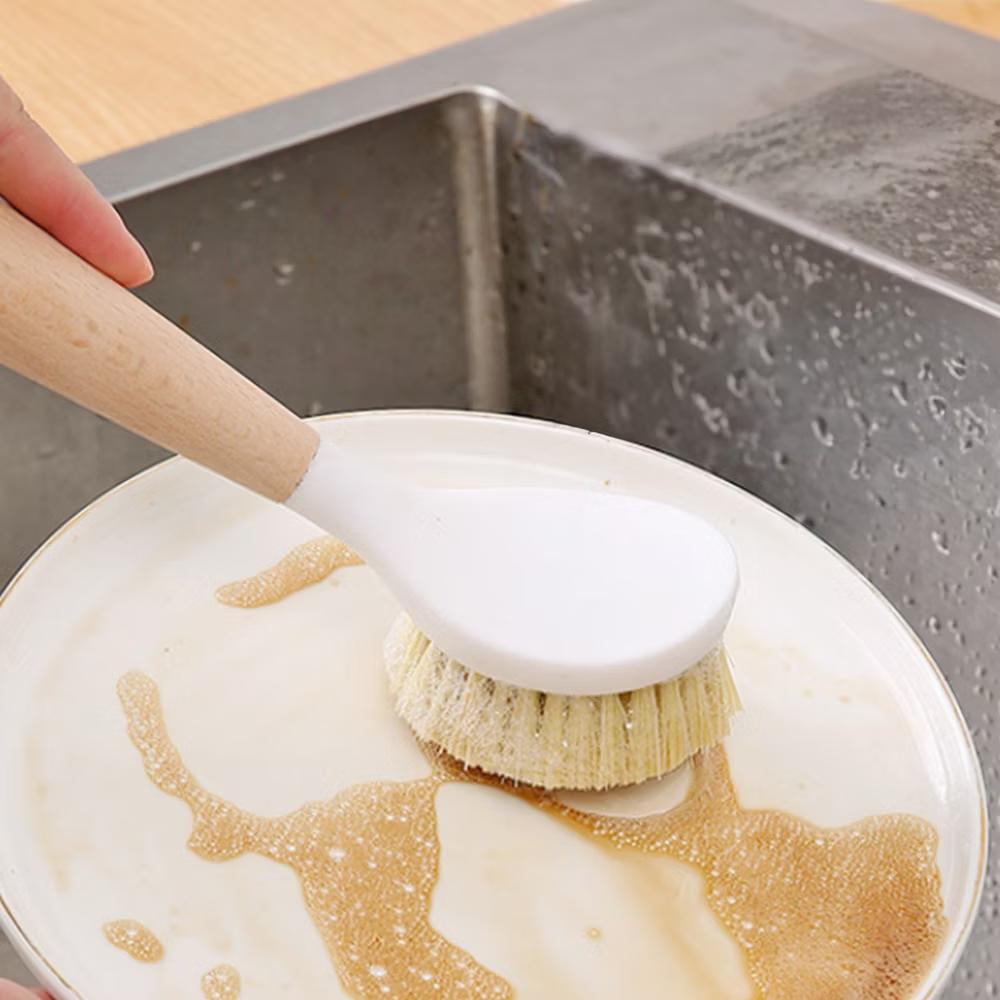 3-Piece Bamboo Dish Brush Set with Scraper and Tough Sisal Bristles - Image 7
