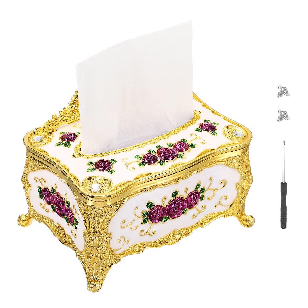 Luxurious Rose Tissue Box Rectangular Plastic Napkin Box Vintage Tissue Paper Holders - Image 12