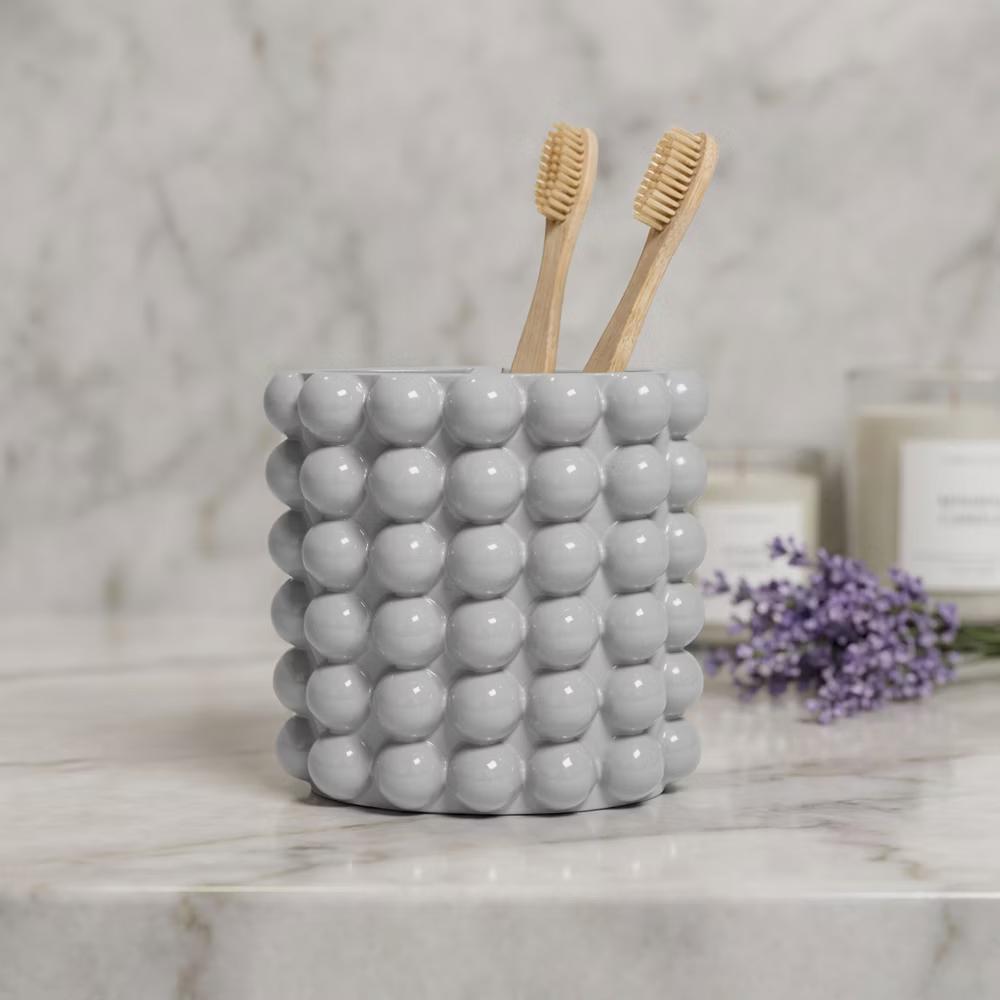 Better Trends Nova Bathroom Accessories Collection Toothbrush Holder 100% Resin with Bubble Pattern for Vanity Decor & Countertop - Image 18