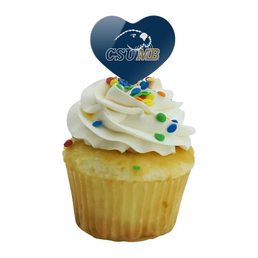 California State University Monterey Bay Primary Logo Heart Love Cupcake Picks Toppers Decoration Set of 6 - Image 5