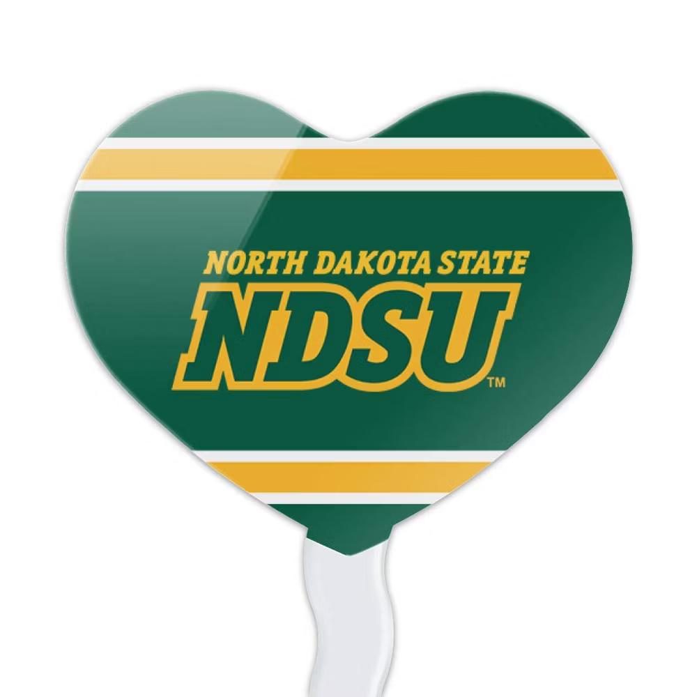 North Dakota State NDSU Stripes Heart Love Cupcake Picks Toppers Decoration Set of 6 - Image 4