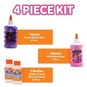 4pk Fairy Dust Slime Kit with Glue & Activator Solution: Magical DIY Art Kit for Kids, Glitter Craft Activity