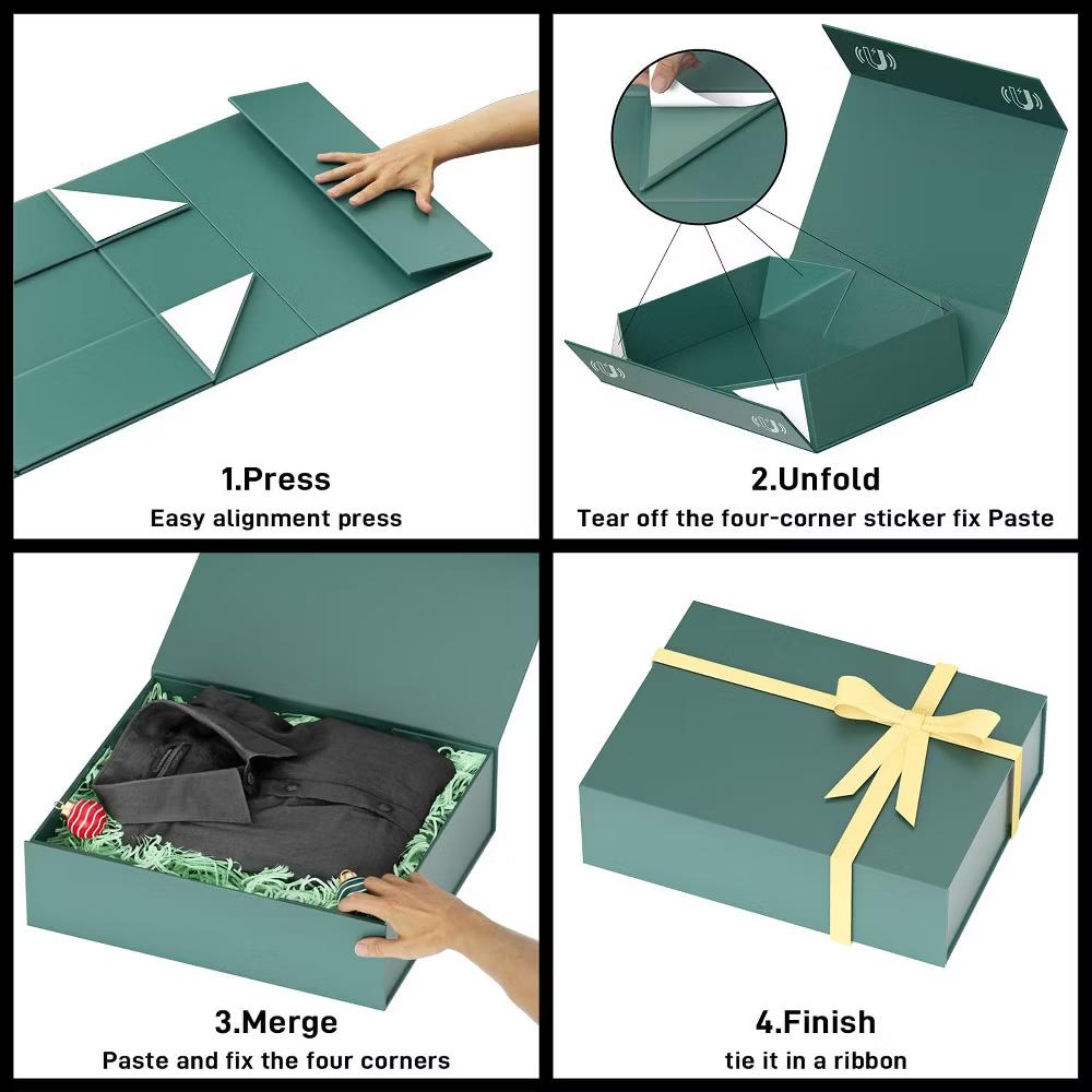 1 Pack Forest Green Gift Box with Lid 11.5x7.8x3 Inch Magnetic Closure Includes Card and Ribbon for Clothing and Gifts - Image 6
